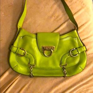 Salvatore Ferragamo used purse lime green